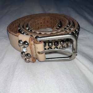 Sundance Eambrown Beige Leather Belt 95 cm with studs and stones (similar Lucky)